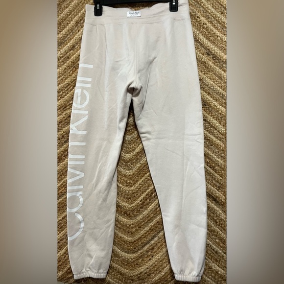 Calvin Klein Performance Women's Cream Jogger Sweatpants with Logo, Size small - Picture 3 of 8